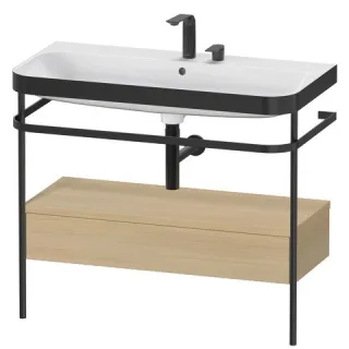 Duravit Happy D.2 Plus c-bonded Set mit Metallkonsole und Schubkasten Mediterrane Eiche Matt 975x490 HP4743E7171