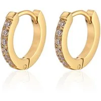 KARMA Paar Creolen Ohrringe Damen Gold mit Kristallen Damenohrringe Kreolen (Geschenk für Sie, wasserfest & antiallergisch), Goldene Creolen Damenschmuck Edelstahl 1,3cm