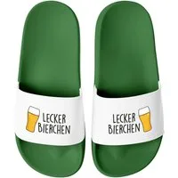 MoonWorks Badeschlappen Lustig Spruch Lecker Bierchen Badelatschen Herren Damen Badesandale