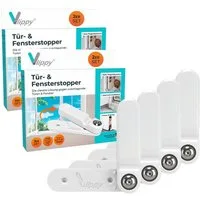 Vlippy Fensterstopper & Türstopper, 2 Stück, Verhindert das Zuschlagen von Fenstern & Türen, (4-tlg)