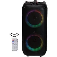 Denver BPS-354 Akku Bluetooth-Partylautsprecher LED-Lichteffekte Mikrofon Party-Lautsprecher (20 W, 200W(20W RMS), Rollen, Griff, LED-Beleuchtung, TWS-Pairing möglich)