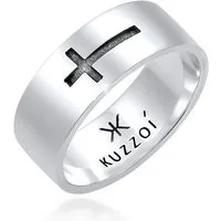 Kuzzoi Silberring Herren Bandring Kreuz Glanz 925 Silber, Kreuz