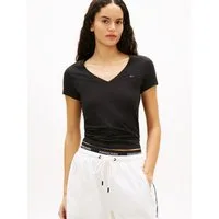 Tommy Jeans Kurzarmshirt TJW SLIM V-NECK TEE mit Logo-Stickerei