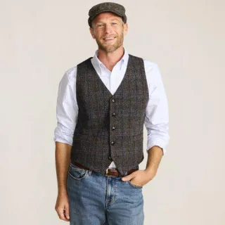 Harris Tweed Weste, Herren, size: regular, Braun, Wolle, by Lands' End