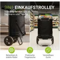 Juskys Einkaufstrolley 3in1, 56 l, mit 2 Rollen und Kühlfach, klappbar und modern, auch als Sackkarre