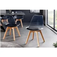 riess-ambiente Esszimmerstuhl SCANDINAVIA MEISTERSTÜCK transparent / schwarz / natur (Einzelartikel, 1 St), Kunststoff · Kunstleder · Massivholz · Design
