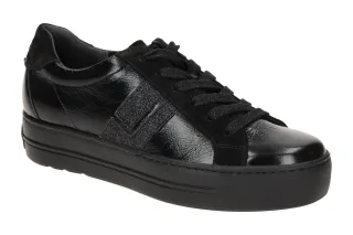 Paul Green Damen Halbschuhe Sneaker 5430-09 Schwarz Echtleder Glossy Calf Pla...