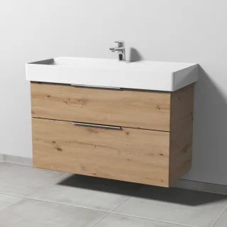 Sanipa 3way Waschtischunterbau zu Duravit Dura Square Waschtisch mit 2 Auszügen, Eiche Natural-Touch UM42785