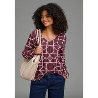 Laura Scott Langarmshirt figurumspielende Passform, hüftlanger Schnitt, V-Ausschnitt