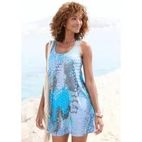 Buffalo Strandkleid mit besonderem Trägerdesign und Alloverprint Minikleid, Sommerkleid, Jerseykleid, Animalkleid