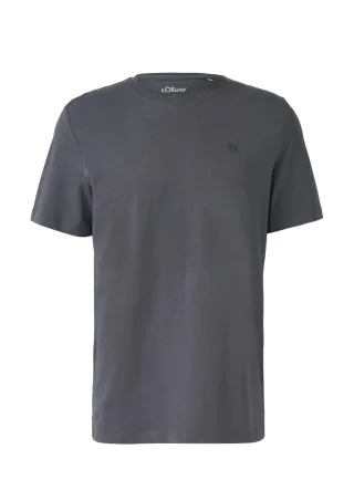 s.Oliver Red Label - Heavy Jersey T-Shirt mit Crew Neck und Logo-Print grau - Gr. - S