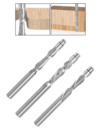 LAVIE 1/4 Inch 6.35mm Shank Solid Carbide Top Bearing Guided Two Flute Flush Trim Router Bits Woodworking Milling Cutter