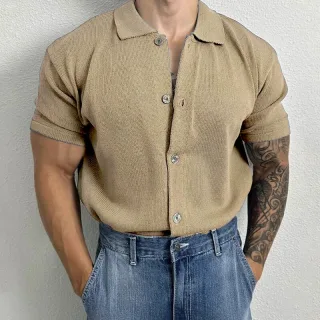 INCERUN Mens Shirt Solid Color Button Shirt Mens Lapel Short Sleeve Top Daily Casual Shirts S-5XL