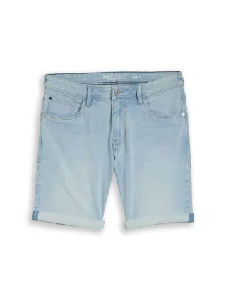 Denim Tom Tailor - TTPIERS SLIM Jeans Shorts mit Superstretch used bleached blue denim - Gr. - L