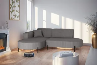 Ecksofa Designersofa VALENCIA XS in Stoff Scala Grau Ottomane Links