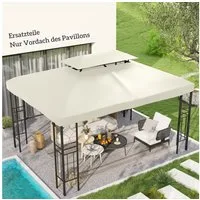 Outsunny Pavillon-Ersatzdach 3 x 4 m, mit Doppeldach, 180 g/m², 400 x 400 cm (Ersatzdach, Gartenpavillonersatzdach), für Gartenpavillon, Polyester, Cremeweiß