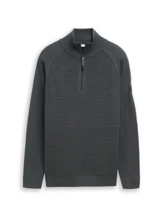 Tom Tailor - Troyer Strickpullover aus Baumwolle darkest olive - Gr. - XXXL