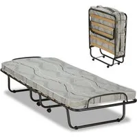 KHG Gästebett klappbares Metallbett stabil auf Rollen für Erwachsene & Kinder (leicht zu tragen und verstauen bis 90kg belastbar, 1-St) Klappbar auf Rollen inkl. Matratze