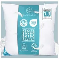 Sandaro Home Kopfkissen Federkissen und Federkopfkissen – Perfekter Schlafkomfort 80x80, mit Daunen/Federfüllung, 80 x 80 cm, 1500g