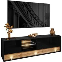 ALLHOUSE24 TV-Schrank MILA Lowboard 180 cm mit Einsatz aus Wotan Eiche LED Beleuchtung (1x TV Schrank) Breite 180 cm
