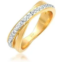 Elli Fingerring Wickelring Zart 925 Silber, mit Kristallen von Swarovski®