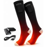 Goldstern-Tech Skisocken (Elektrisch beheizte Socken in Universalgröße, 1-Paar, 4000 mAh Akku je Socke) 3 Heizstufen, gezielte Fußsohlen-Wärme, Unisex & waschbar
