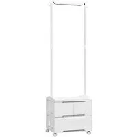 COSTWAY Kleiderständer, mit 3 Schubladen, Stange & Haken, auf Rollen,46x38x157cm