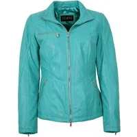 Jilani Lederjacke Maura Jilani - Damen Lederjacke Lammnappa mermaid türkisblau
