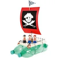 matches21 HOME & HOBBY Bastelnaturmaterial Flaschenboot Katamaran PET Bausatz Kreativset Bastelset, (1-tlg)