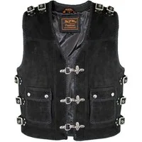 MDM Lederweste Herren Nubuk Schnallen Leder Kutte (Motorrad Lederweste, Wildleder Kutte, Rockerweste, Bikerweste)