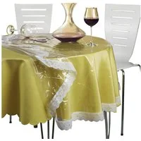 Peyer Syntex Tischdecke Tischdecke Glasklarfolie mit Spitze, abwaschbar Uni