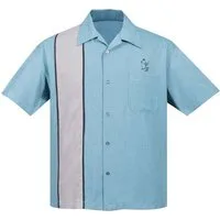 Steady Clothing Kurzarmhemd Palm Springs Sea Foam Retro Vintage Bowling Shirt