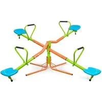 Rolipo Wippe 4-Sitzer Kinderwippe Indoor 360° Drehbar, Karussell-Wippe bis 200kg HDPE-Sitze, kratzfest, abriebfest, Geschenke für Kinder 3–8 Jahre