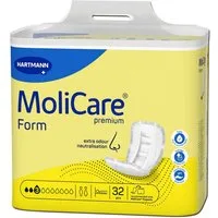 PAUL HARTMANN AG Inkontinenz-Einlage Hartmann MoliCare Premium Form 3 Tropfen Unisex 32 Stück, 3 Tropfen, 32-St., Sofort-Trocken-Gefühl, anatomische große Inkontinenzvorlage