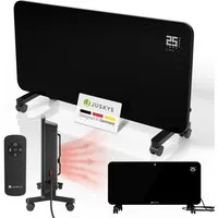 Juskys Konvektor Glasheizung, 2000 W, App-Steuerung & Ferndbedienung, Wand- & Bodenmontage, gehärtetes Glas
