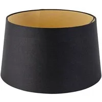Qazqa Lampenschirm Rond schuin katoen, QAZQA Lampenschirm, Schwarz, Textil, Modern