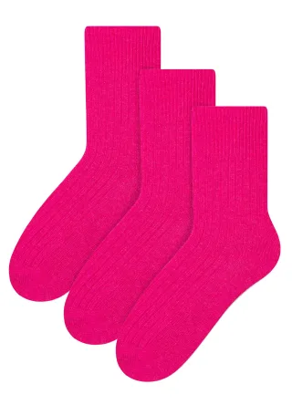 3 Paar Wollsocken für Damen | Steven | Atmungsaktive gepolsterte Damensocken Rosa