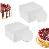 relaxdays Kuchentransportbox Tortenbox Set mit Cakeboards, Pappe, 2er Pack
