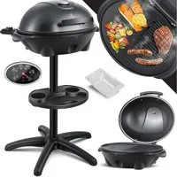 KESSER Elektro-Standgrill, elektrischer Grill mit Deckel, Thermometer & Antihaftbeschichtung