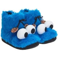 United Labels® Sesamstraße Hausschuhe - Krümelmonster 3D Plüsch Blau Hausschuh