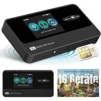 Reflexion 5GCONNECT WLAN Router mit Akku 4200mAh, WiFi 6 Hotspot Mobiler Router, Nano-SIM Karten Slot, 2,4 Zoll Display, bis 16 Geräte, USB-C Anschluss