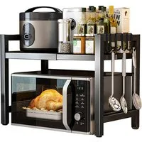 ibettertec Standregal Küchenregal für Mikrowelle – 2-stufiger Ablageständer aus Metall