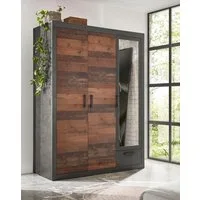 Home affaire Kleiderschrank BROOKLYN Schrank, Drehtürenschrank, Garderobe schwarze Griffe in dekorativer Rahmenoptik