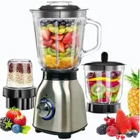 ibettertec Standmixer 2026 Neu Standmixer Mixer Smoothie Maker 1500W,2 Stufen,Edelstahl, 1500 W, 1,5 L Glasbehälter,0,6 L tragbarer Becher,6-Klingen für Ice Püree