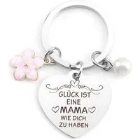 Zaewry Schlüsselanhänger Schlüsselanhänger mit Muttertagsgruß, Perlenblumen-Schlüsselanhänger