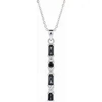 Karisma Schmuck Kettenanhänger Halskette aus 925 Sterlingsilber mit Anhänger, lange Damen-Kette, 65+5 cm mit Baguette-Steinen