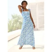 Vivance Maxikleid mit Trägern zum Knoten und Alloverprint langes Sommerkleid, Strandkleid, Trägerkleid, Jerseykleid