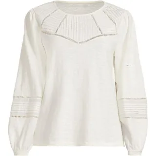 Flammgarn-Shirt mit Biesen-Verzierung für Damen in Plus-Größe, Damen, size: plus, Elfenbein, Baumwolle, by Lands' End