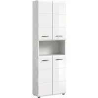 welltime Stauraumschrank FLORENZ, Höhe 185 cm, 4 oder 6 Türen, viel Stauraum (1-St., TOPSELLER) hochwertige MDF Front, Griff schwarz, Badschrank, Bad