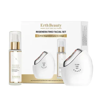 REGNERIERENDES GESICHTSSET (FORTSCHRITTLICHER LED JUGENDLICHER GLANZ EMS SKULPTOR + HA SERUM 60ML)